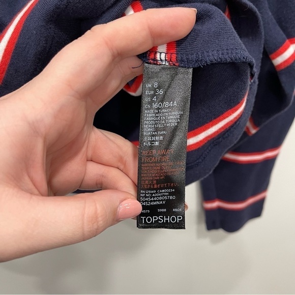 Topshop Stripe Long Sleeve Top Size 4 - Picture 4 of 7